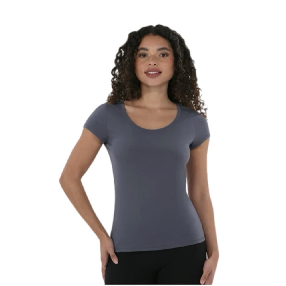 No Boundaries Women's L TShirt Gray Cap Sleeves Soft